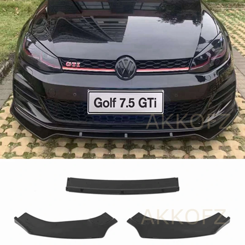 FOR Volkswagen GOLF MK7 / 7.5 RLINE/GTi/R 3-Segment Bumper Diffuser Front Lip Body Kit ABS Material