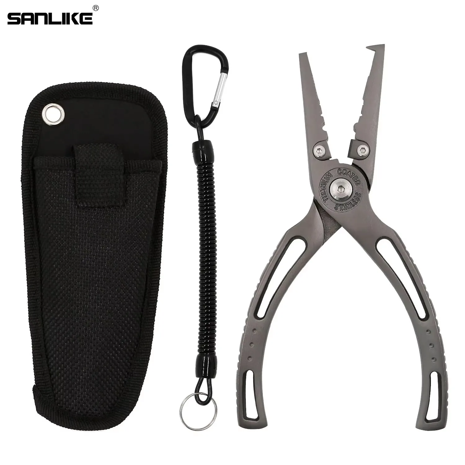 

SANLIKE Multifunctional Fishing Pliers Stainless Steel Handle Portable Scissors Fishing Line Scissors Fish Hook Remover Tools