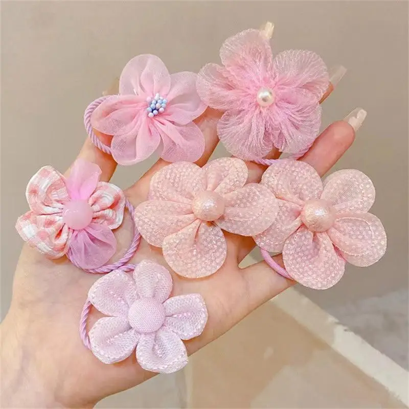 Childrens Cute Colorful Flower Hairbands Childrens Mesh Flower Hairbands To Tie Hair Without Damaging The Hair Rubber Band