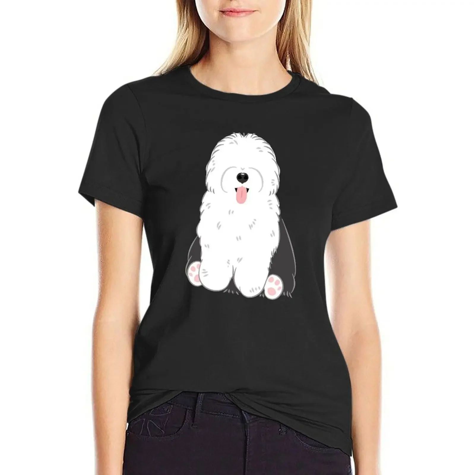 

LOVE Old English Sheepdog - Black and White 1 T-Shirt shirts graphic tees animal print graphics tshirts woman