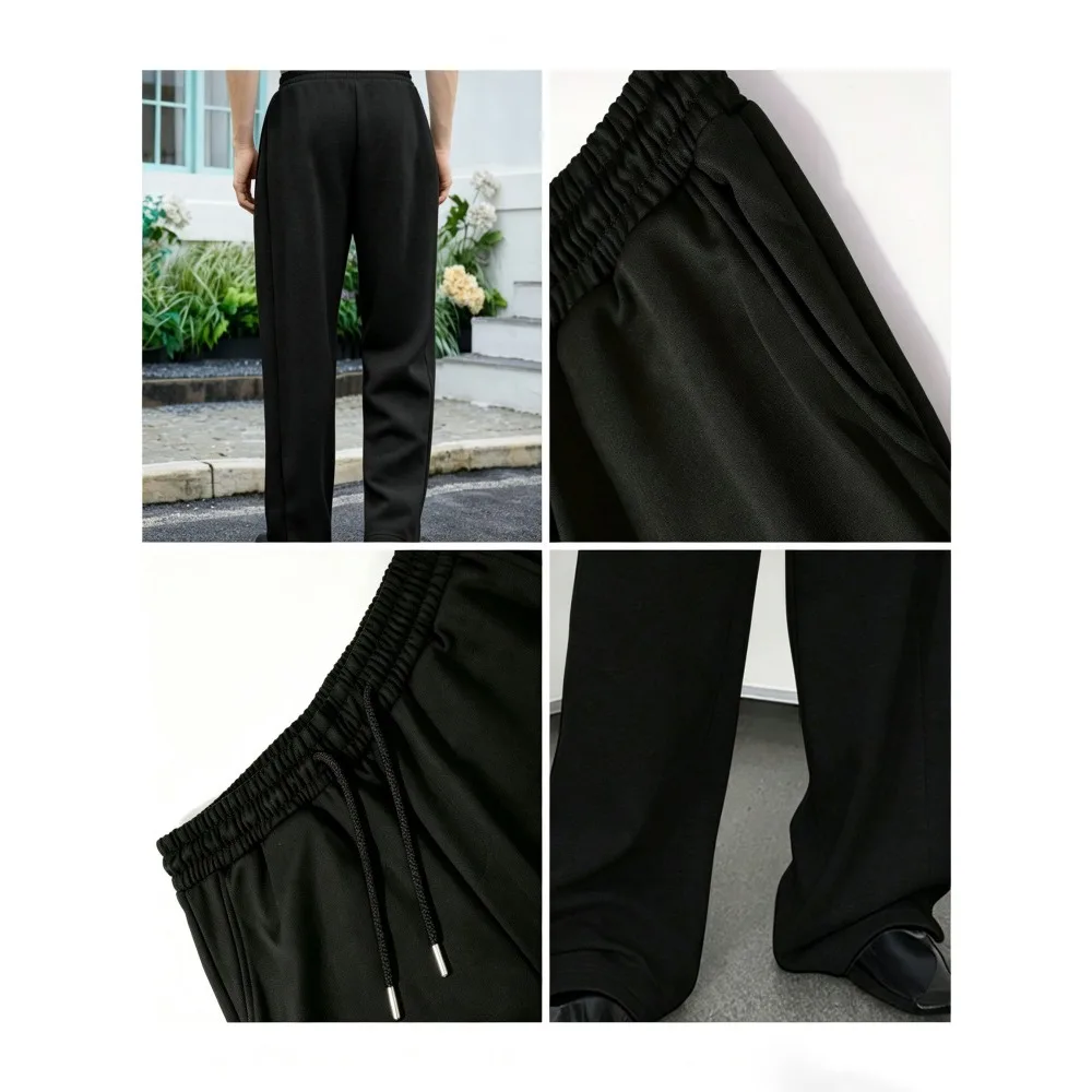 Men Blooming Cherry Blossom Printed Drawstring Straight Leg Sweatpants Trend Streetwear Soft Comfort Sports Trousers S-3XL