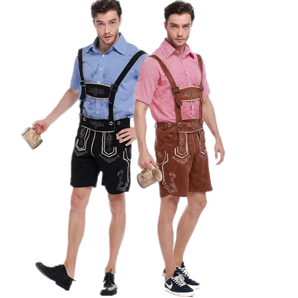 

Germany Men's Oktoberfest Beer Costume Bavarian Traditional Festival Deluxe Halloween Cosplay Carnival Party Lederhosen Shorts