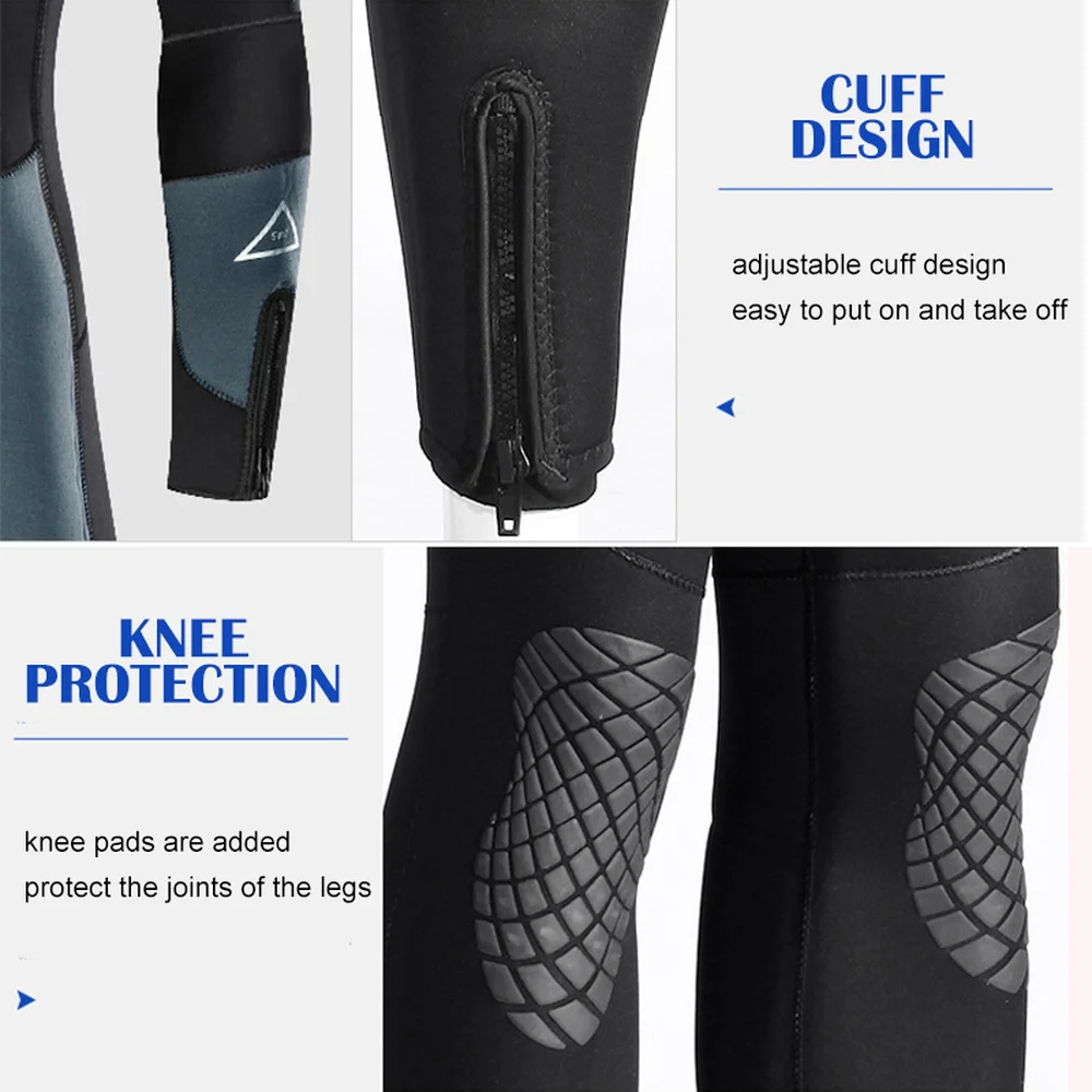 Traje de buceo grueso de 5mm para hombre, neopreno con cremallera frontal, traje de buceo para surf, caza, protección UV, mantiene el calor, traje