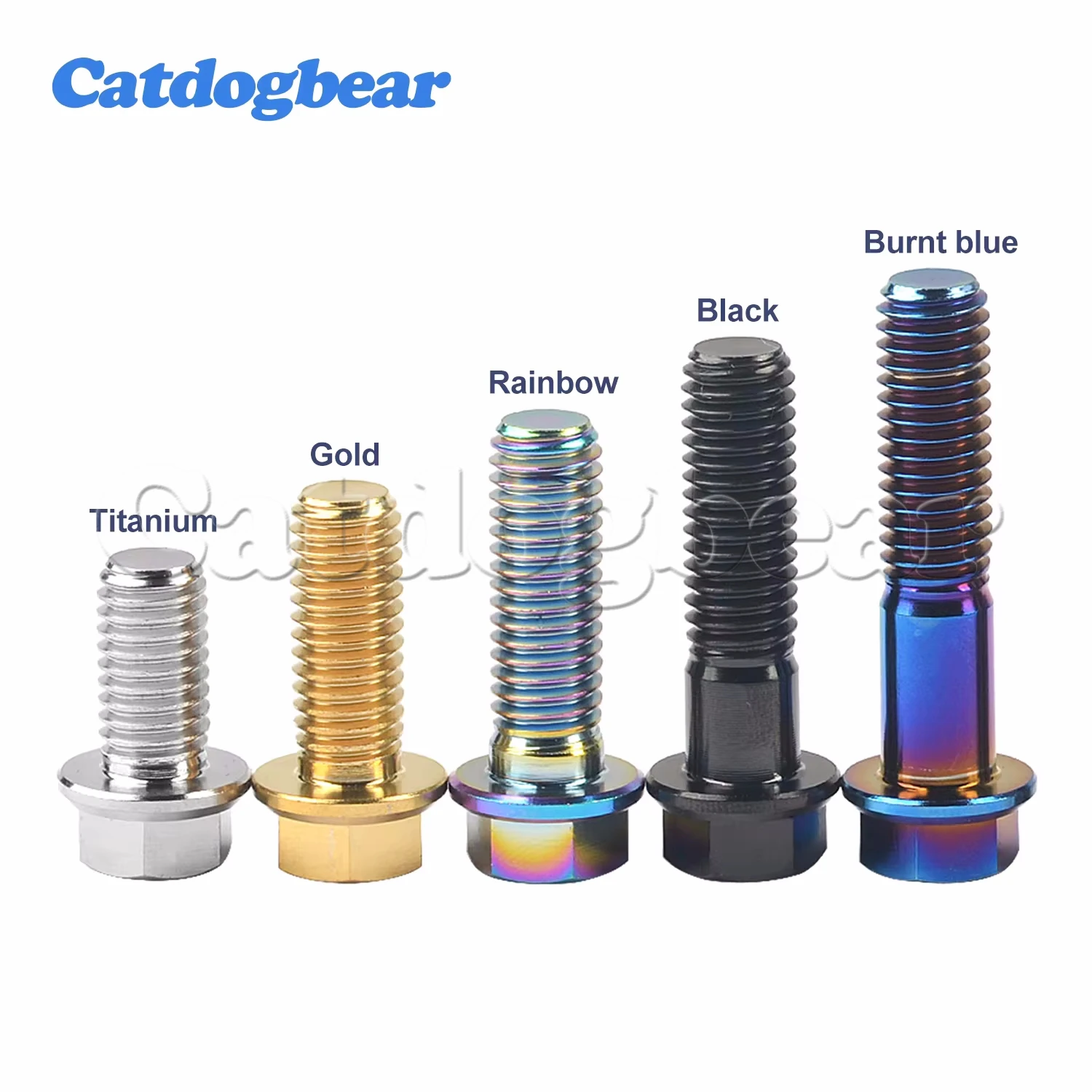 Catdogbear-tornillos de cabeza de brida hexagonal para bicicleta y motocicleta, tornillos de titanio de 4 piezas M8X15 20 25 30 35 40 45 50 55 60 65mm