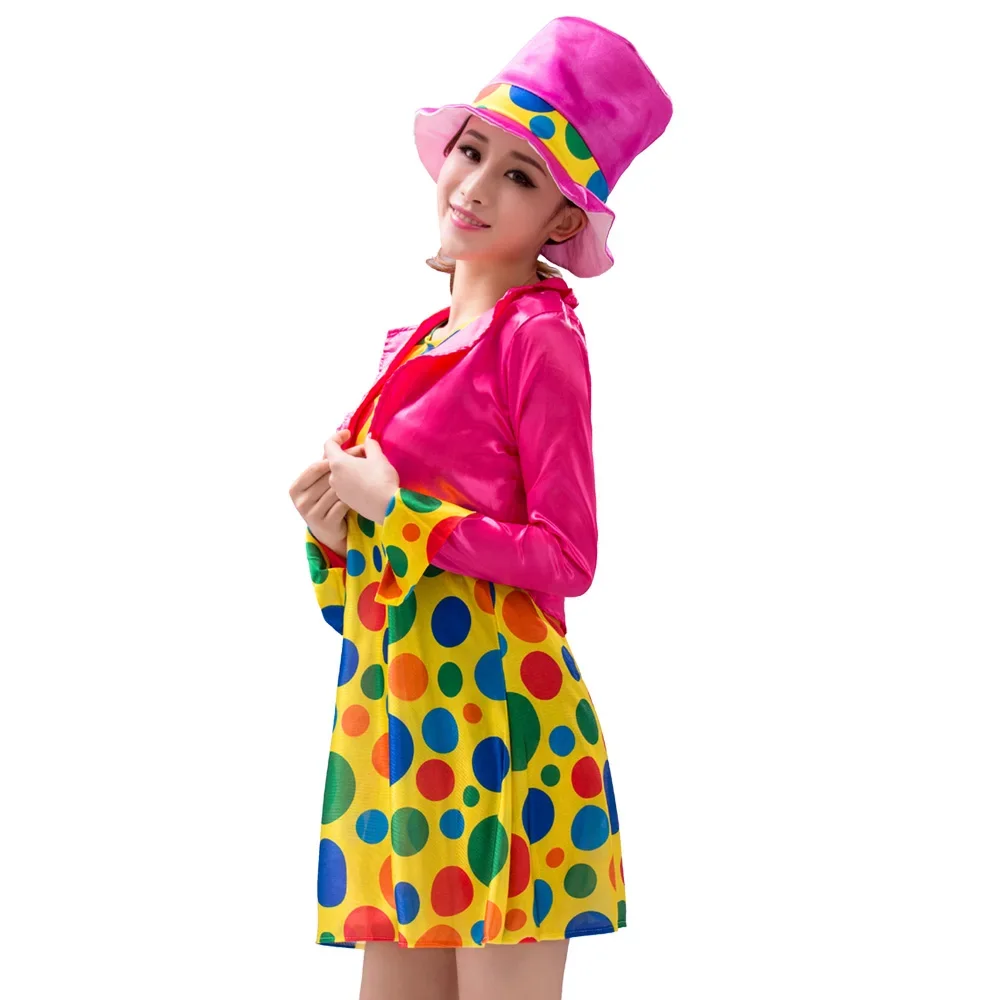 Rainbow Circus Clown Costume with Shoes Wig Sponge Nose Clown for Halloween Christmas Party Cosplay Clothing Props