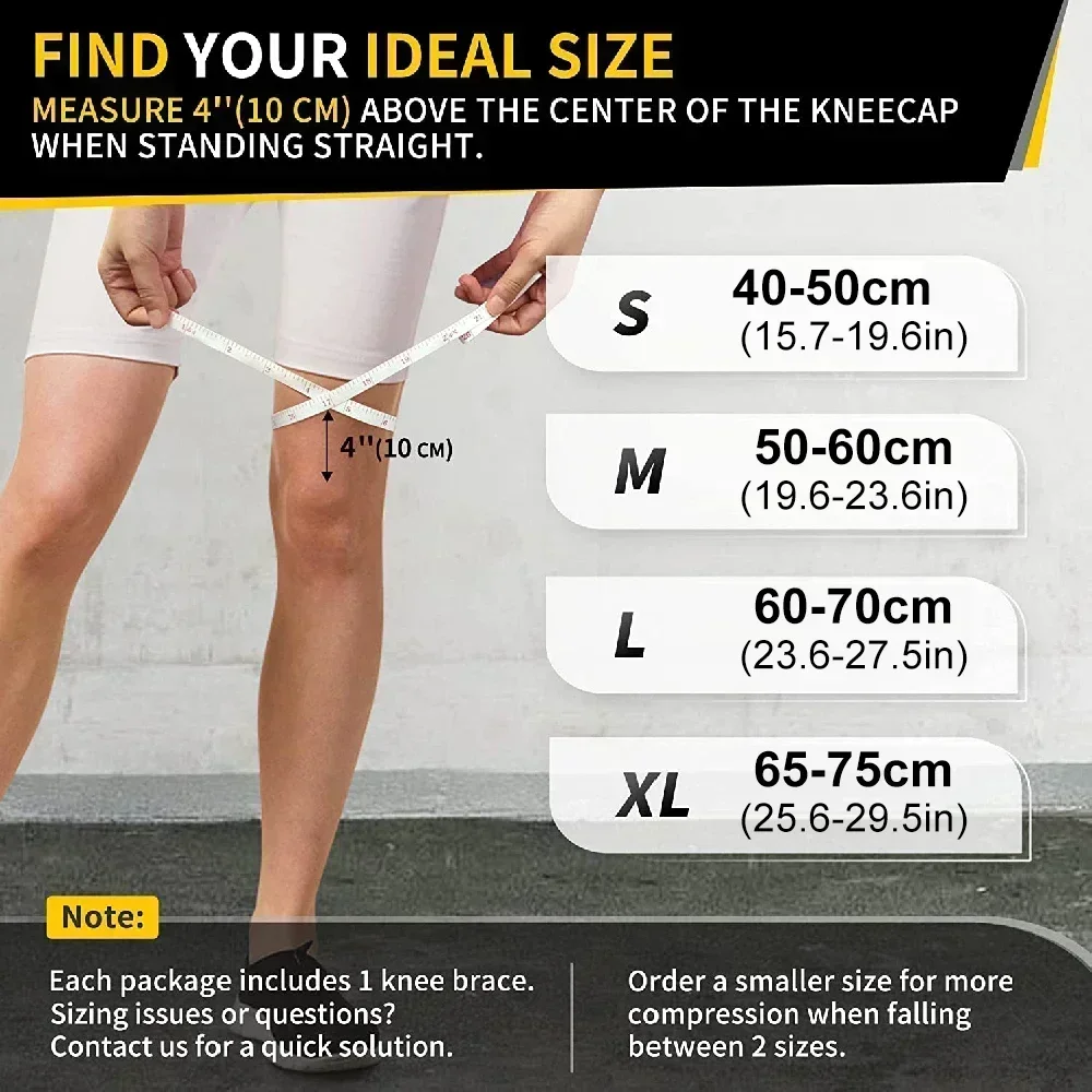 1PCS Compression Knee Brace with Gel Pad & Detachable Patellar Strap, for Running, Cycling,Hiking,Soccer,Badminton, Gym Training