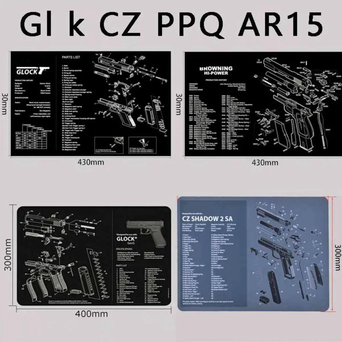 Gun Cleaning Rubber Mat with Instructions Armourist Bench Mat for CZ 75 gen5 Glcok Walther PPQ M&P SW MP CZ shadow 2 Airsoft view 4