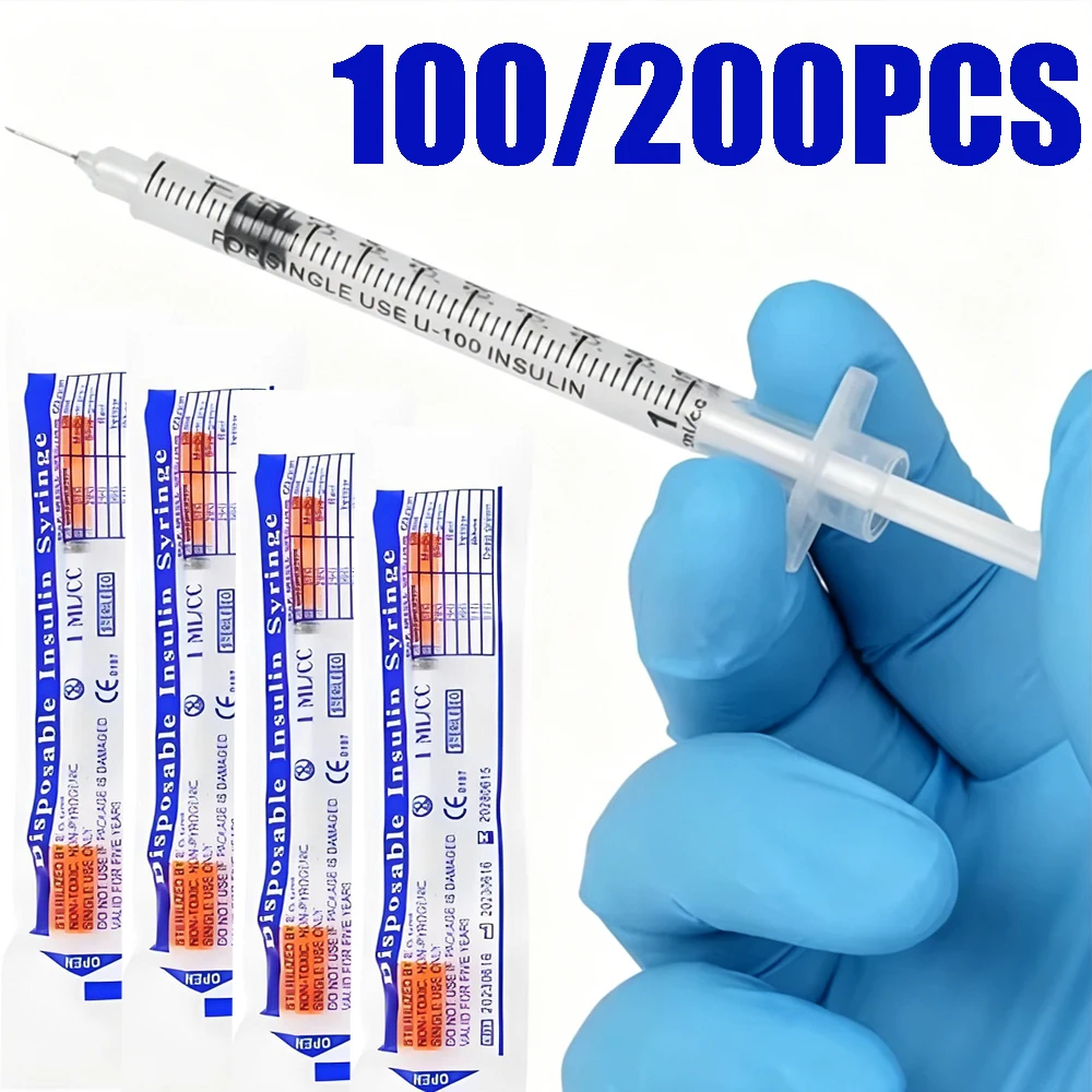 

1ml/1cc 31G 8mm Manual Insulin Syringe Individually Wrapped for Experiment,Pet,Printing Inking,Liquid Separation,Glue,Cake