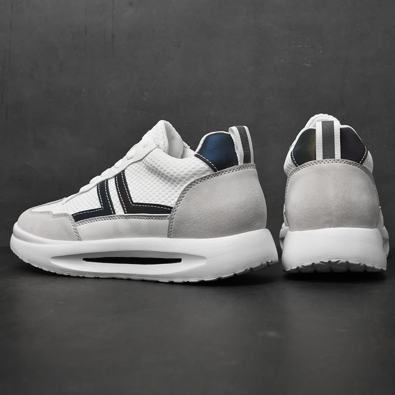 New Elevator Shoes for Men White Breathable Sports Casual Sneakers Men Invisible Height Increase Shoes Fashion Men Lift Shoes