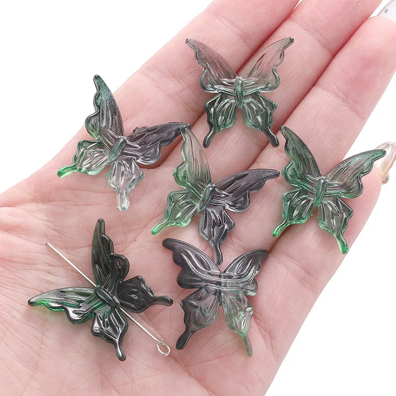 20Pcs Acrylic Clear AB Color Butterfly Beads for Crafts