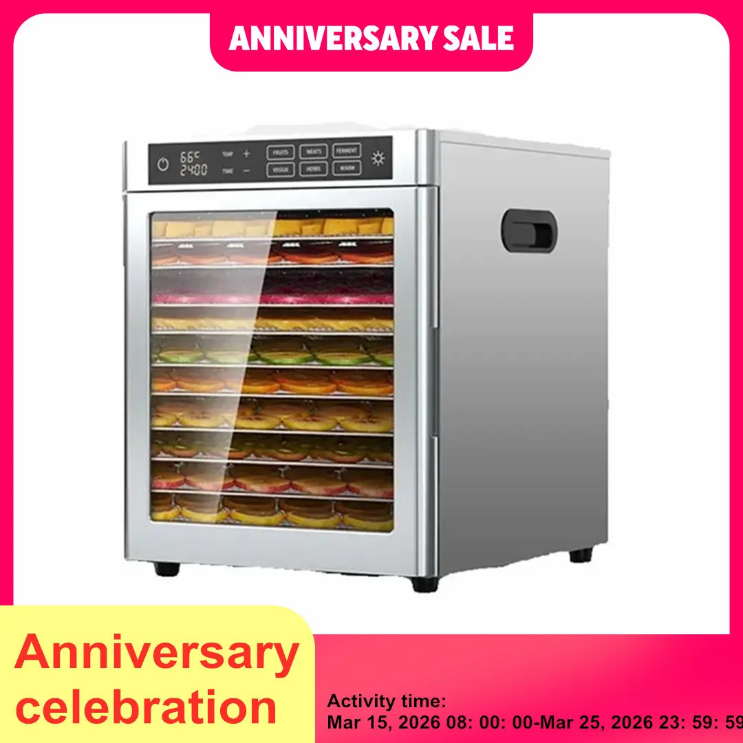 

10 Layers Home Use and Commercial Use 220V Fruit Dehydrator Vegetable Snacks Meat Medicinal Materials Fruit Smart Food Air Dryer