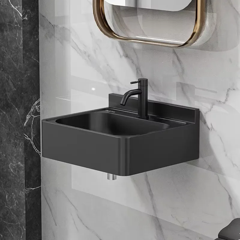 304 Stainless Steel Rectangular Wall Mounted Washbasin Simple Hanging Basin for Balcony Outdoor Use