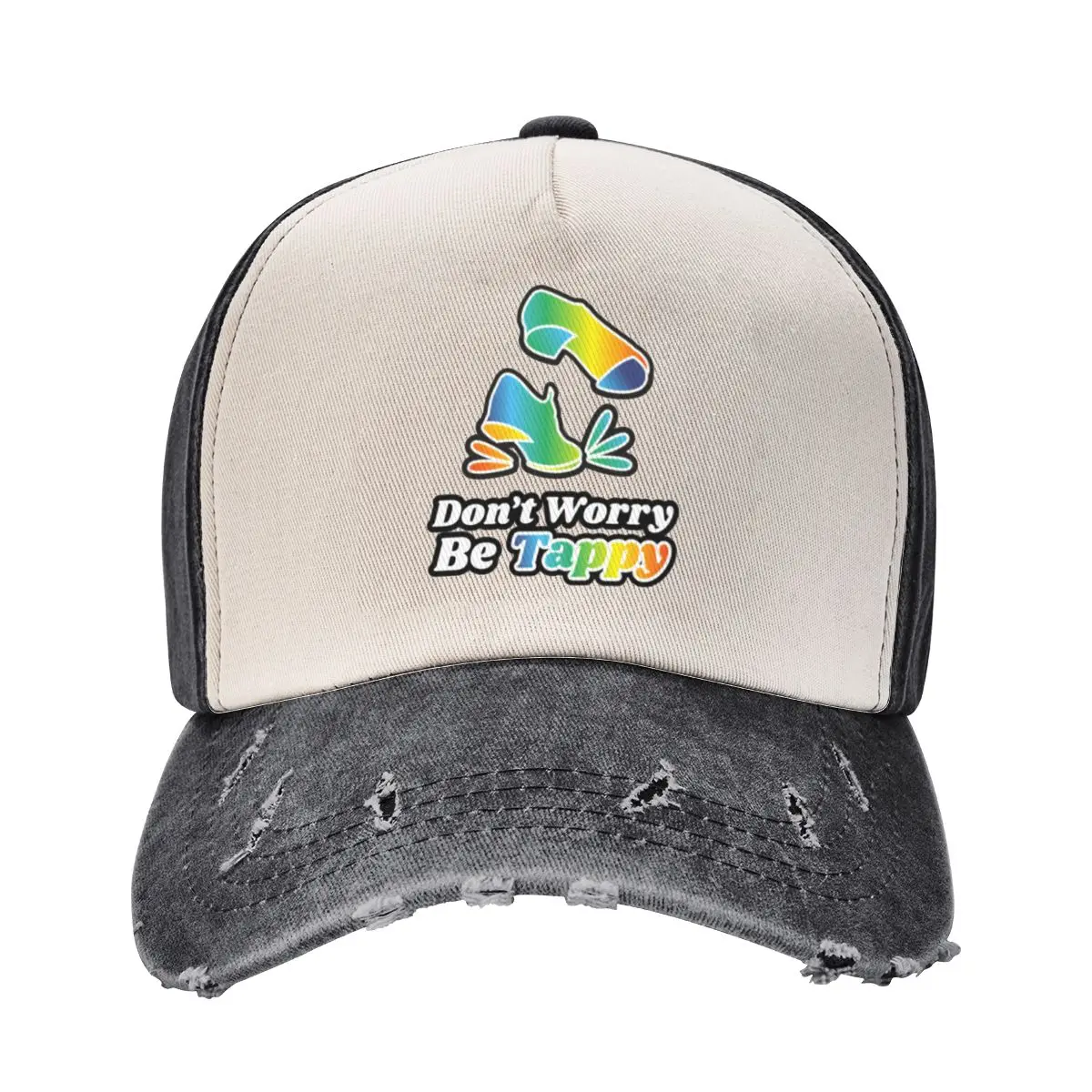 Don't worry be tappy with tap shoes, The best fun gift for any tap dancer! tap dance art, #tapdanceart, fam Baseball Cap