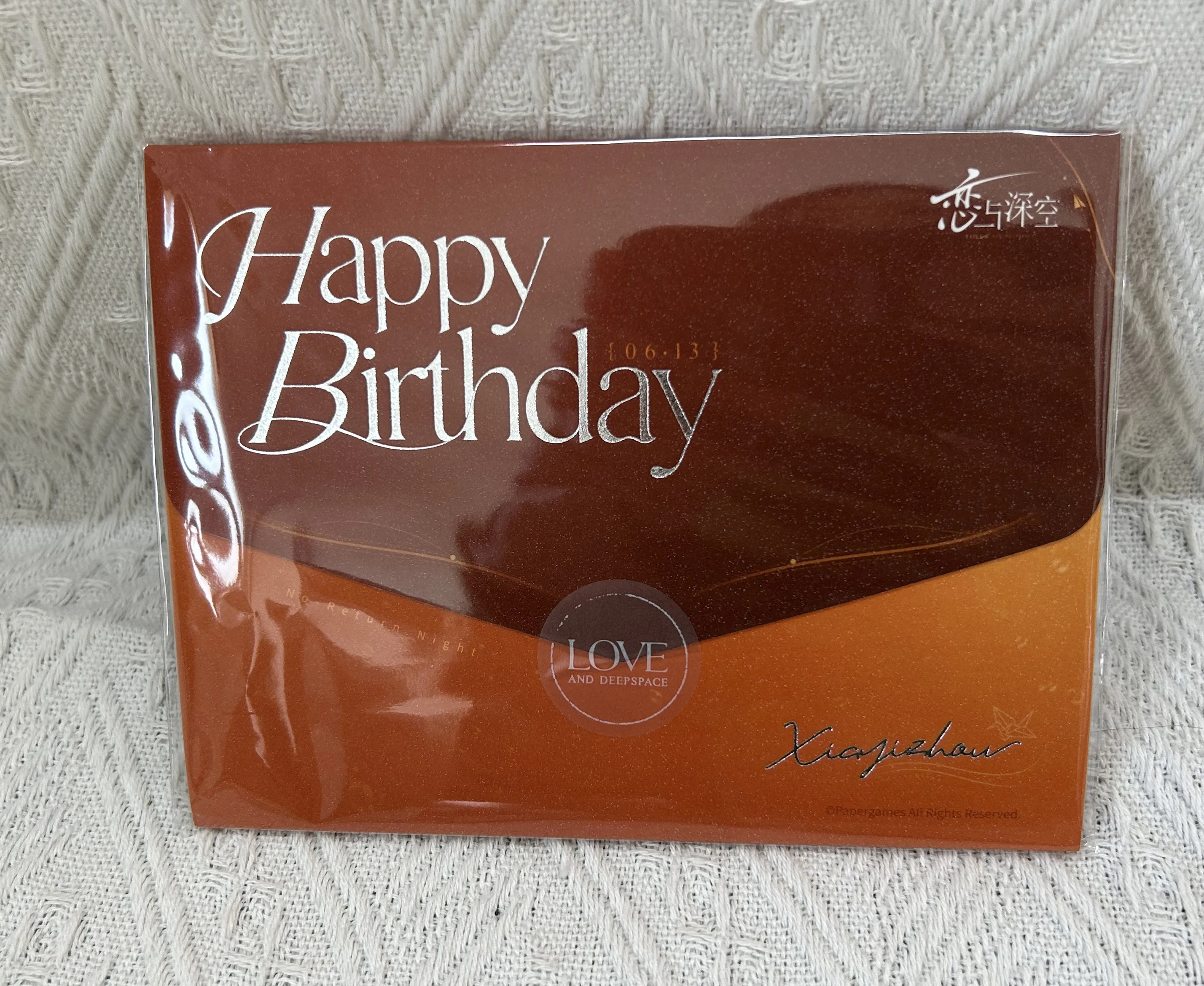 Oficial amor e espaço profundo caleb foto cartão conjunto ornamento boneca acessórios 2025 série de aniversário anime bonito figura jogo brinquedo crianças