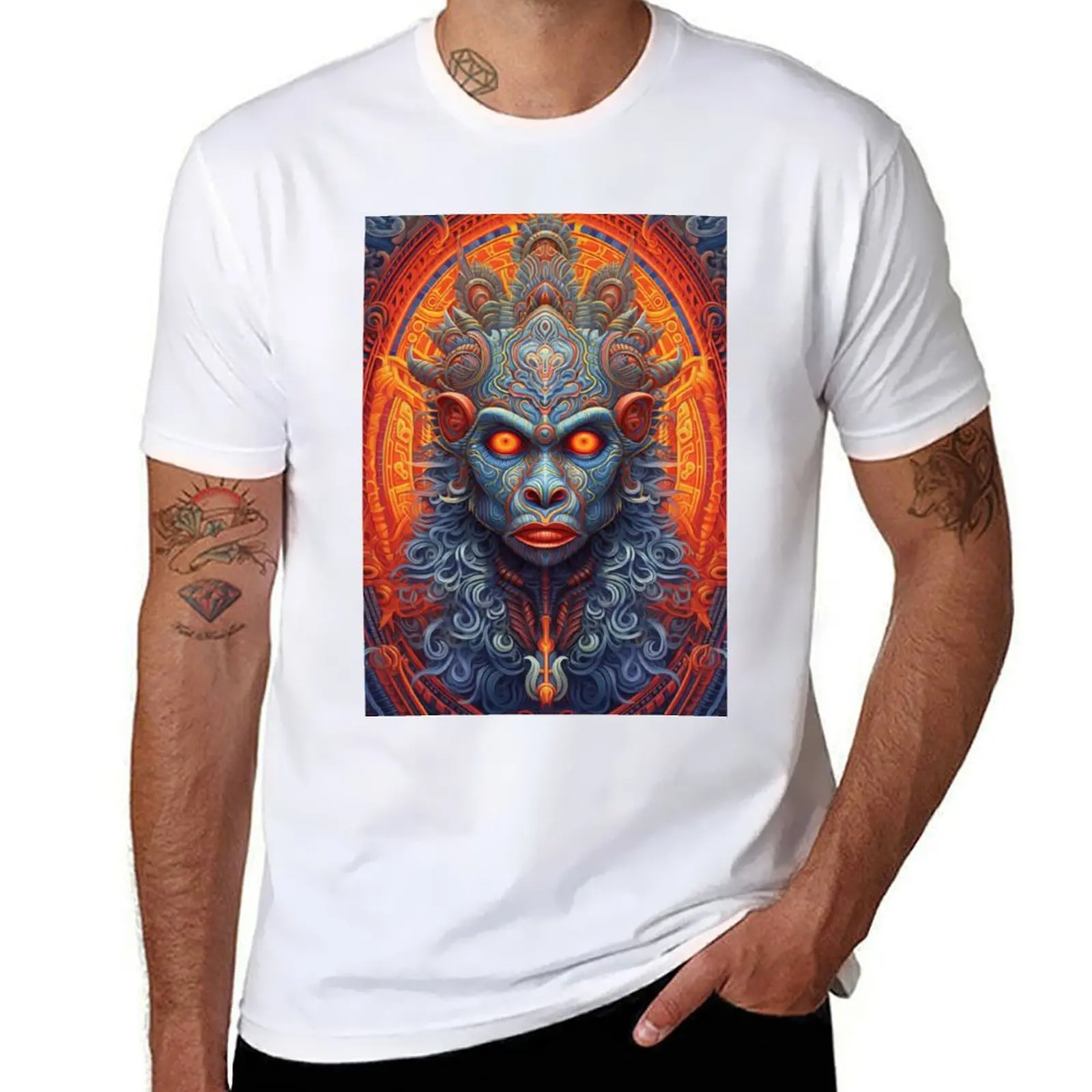 Hanuman in DMT Vision Art Print T-Shirt Personalized t-shirt cute clothes tees Aesthetic clothing shirts men graphic