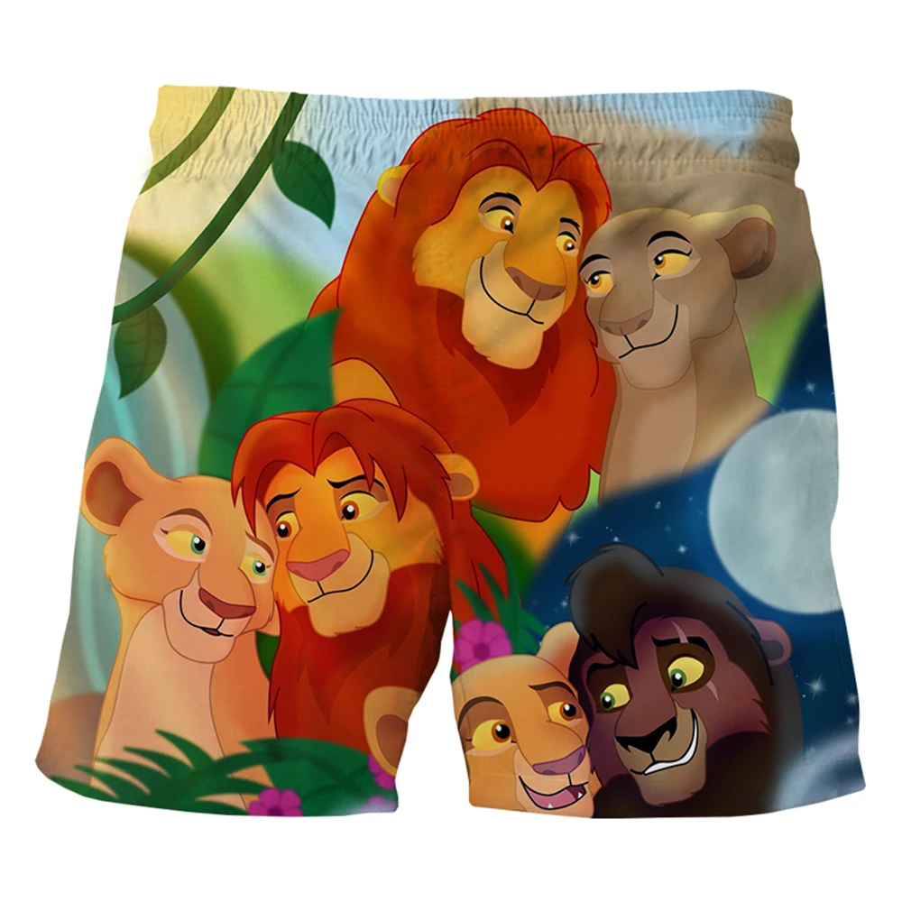 MINISO New Beach Shorts Cartoon Anime The Lion King 3D Print Men Women Fashion Casual Board Shorts Kids Trunks Swimwear Clothing