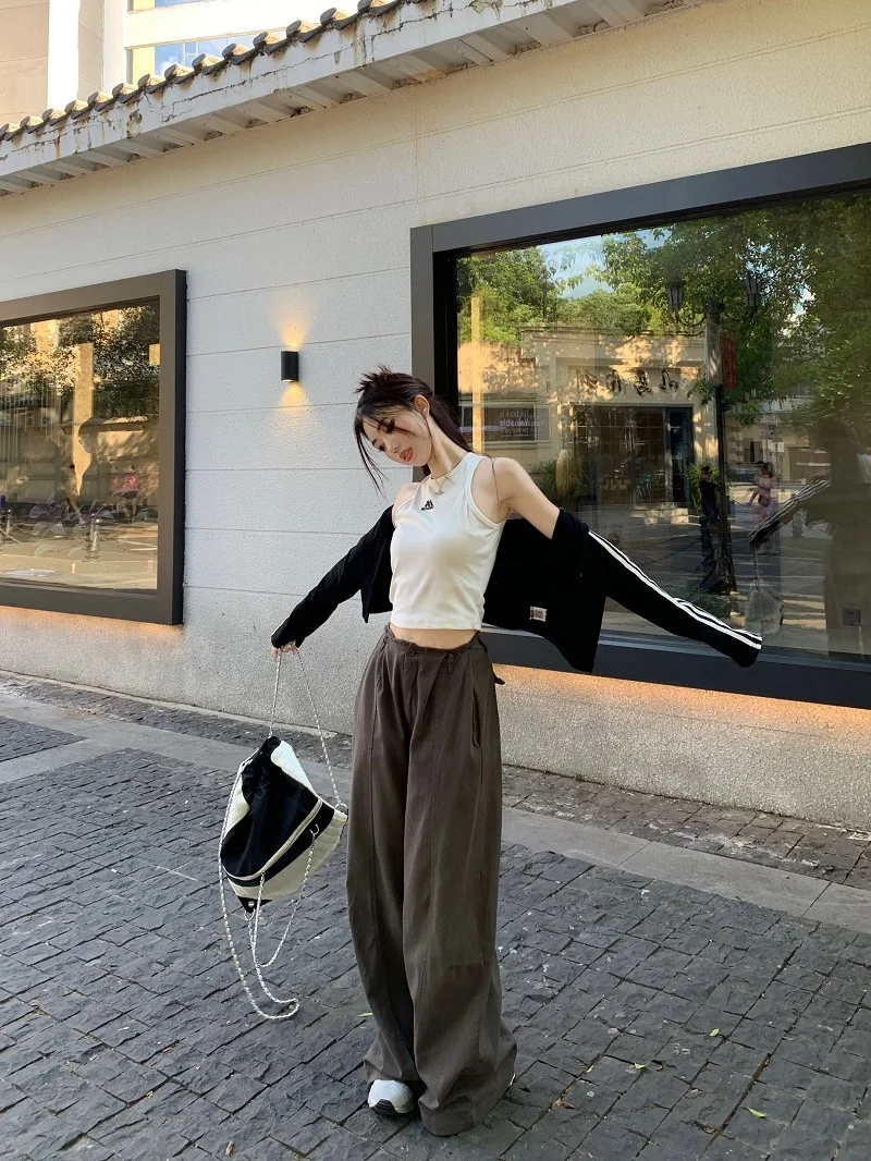 High Waist Wide Leg Pants For Women's Autumn 2023 New Grey Straight Suit Pants For Women