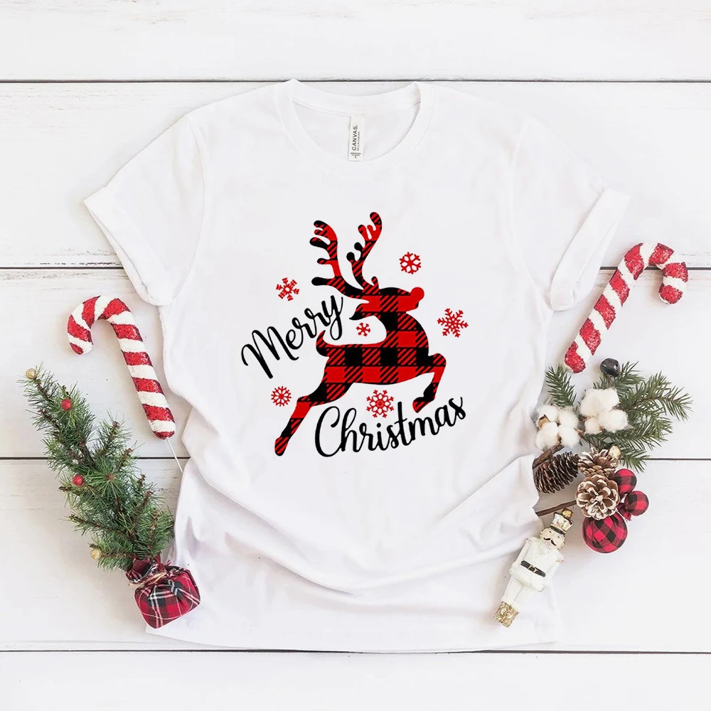 Merry Christmas Print Family Matching Outfits Xmas Party Clothes Mom Dad Daughter Son T-shirt + Baby Bodysuit Fashion Family Set