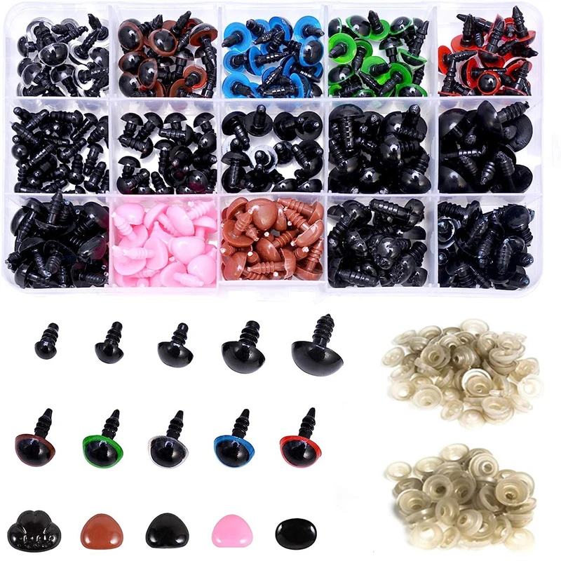 560 SZTUK Plastikowa kulka do oczu Akcesoria dla lalek Czarne pluszowe oczy bezpieczeństwa Amigurumi Dla zabawek 6mm 8mm 12mm DIY Śmieszne zabawki