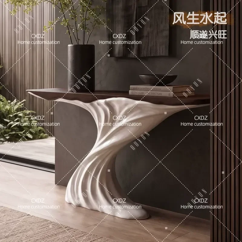 Luxury Large Flat Floor Entrance Table for Villa Advanced Sense Art Design Light Luxury Entryway Console Table Modern Home
