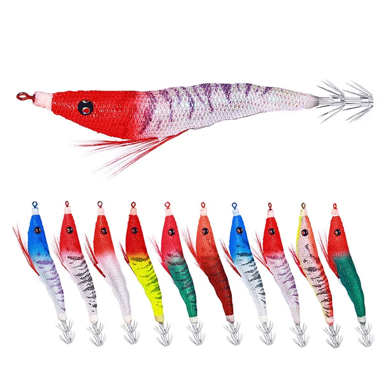 Floating Shrimp 107mm 6.3g/92mm 4.8g Squid Hook Wood Shrimp Lures Jigs Cuttlefish Bait Lifelike Octopus Bait Sutte