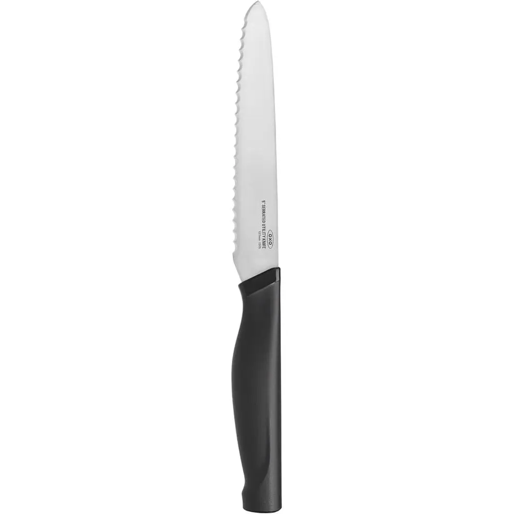 

5-Inch Serrated Utility Knife, Silver and Black