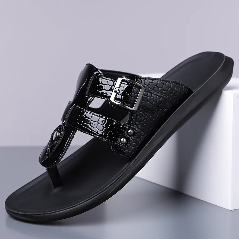 Men's Casual Stripe Toe-Themed Sandals with Belt Buckle Anti-Slip Wear-Resistant Breathable Everyday Outdoor Beach Shoes-2568 view 6