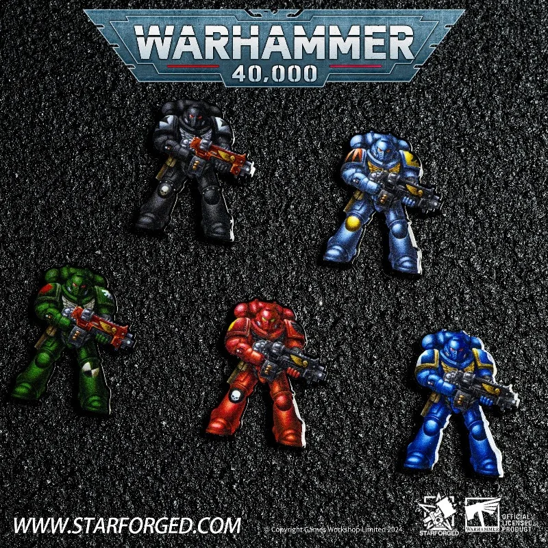 Starforged Warhammer 40K لعبة حقيقية الطرفية مشاة البحرية الفضائية Intercessors شارة ملونة مغناطيس الثلاجة تحصيل الهدايا #4