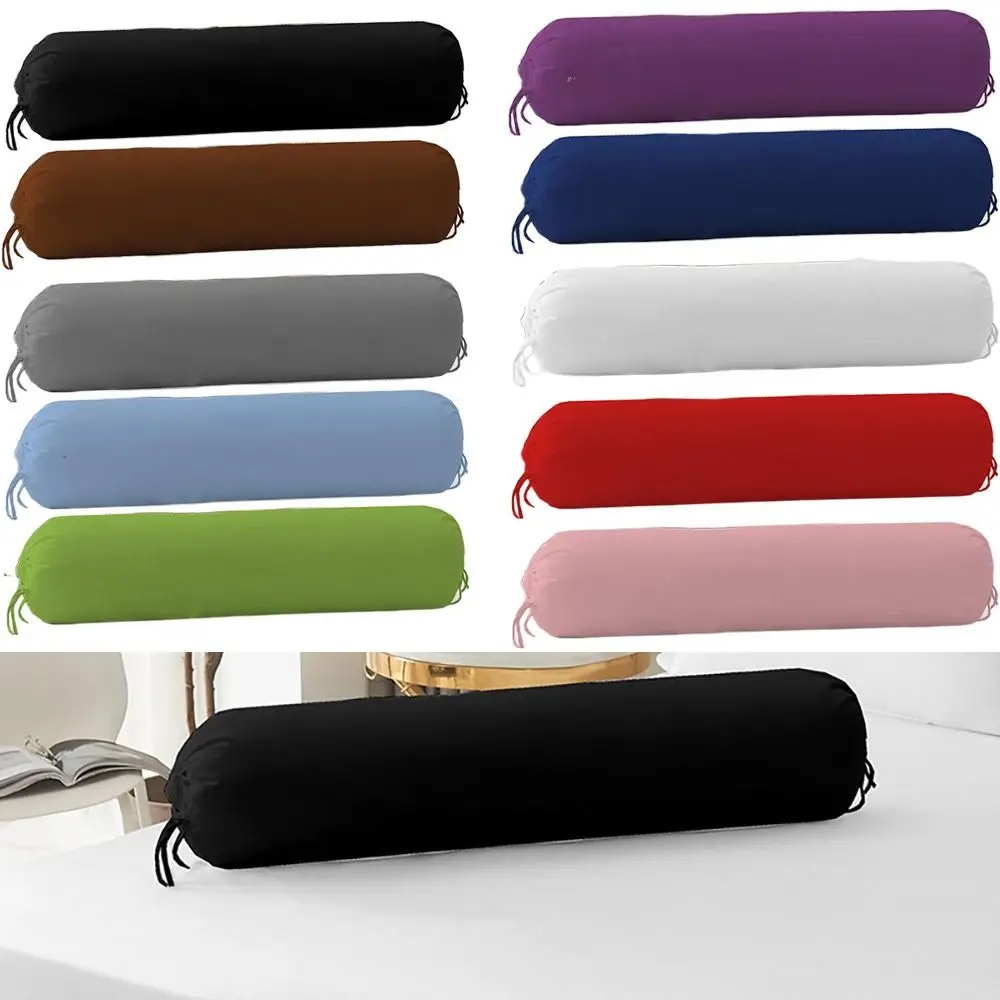 Solid Color Long Cylindrical Pillowcase Removable Durable Bedroom Neck Bolster Pillowslip Household Washable