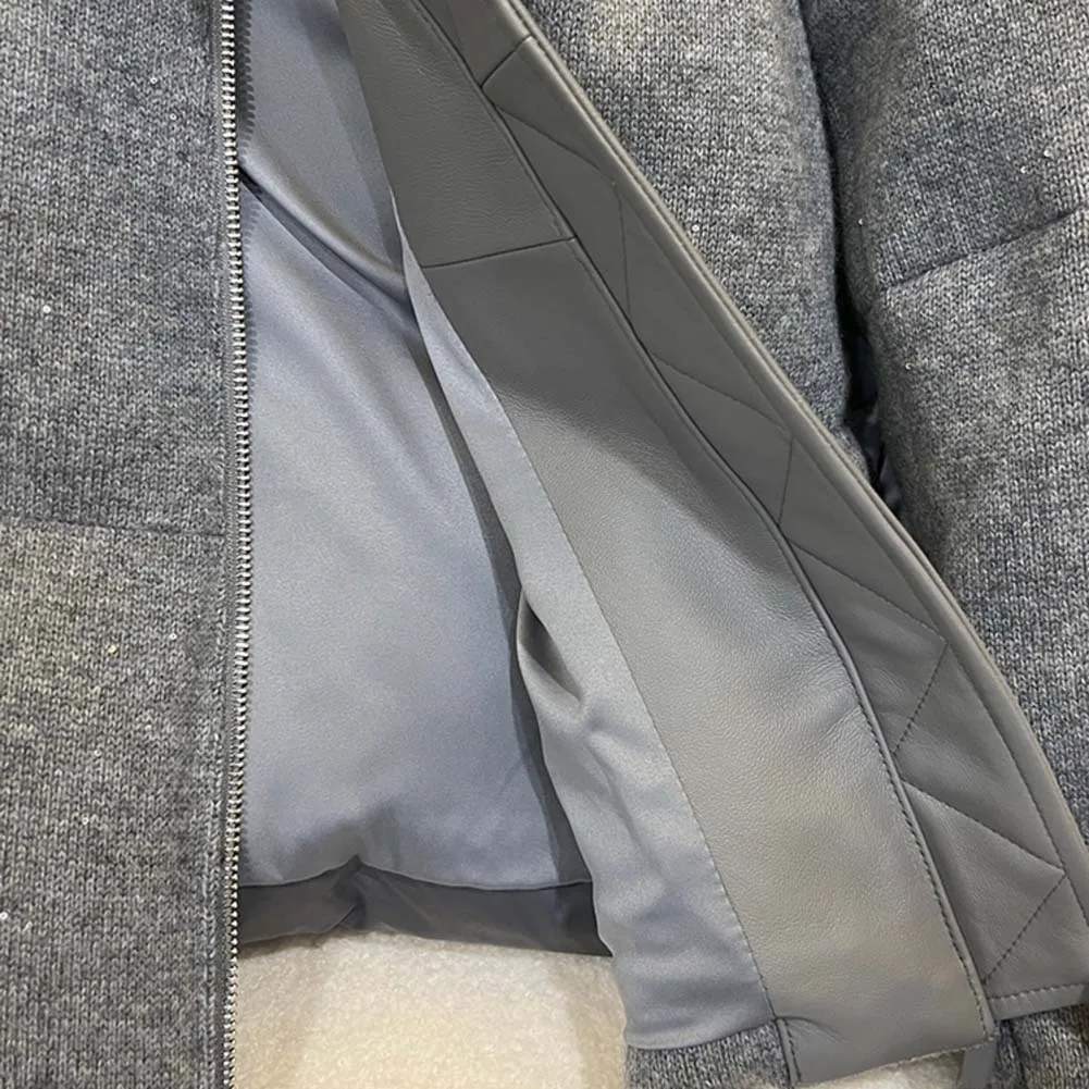 2025 invierno nueva chaqueta de plumas de ganso de alta calidad chaqueta de plumón tejida abrigo de mujer de estilo Retro