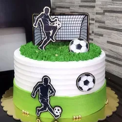 Football Star Cake Topper Happy Birthday Soccer Sports Ball Net Kids Party Baby Shower Cupcake Decoration Baking Supplies DIY