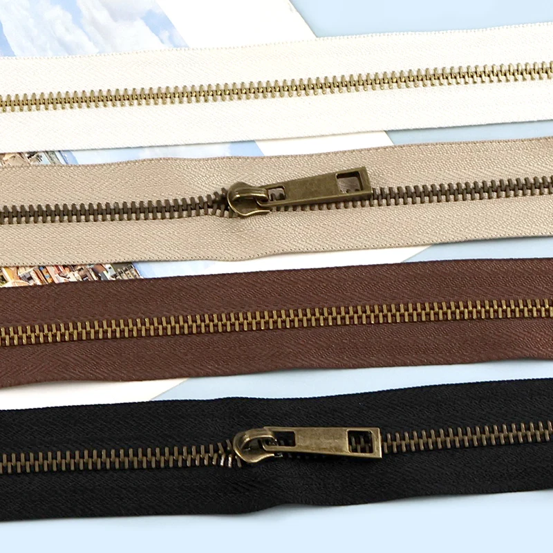 

2Meters 5# Metal Zipper with Sliders Gold Bronze Teeth Zippers Tape Bags Jacket Zips Repair Kit Backpack DIY Sewing Accessories