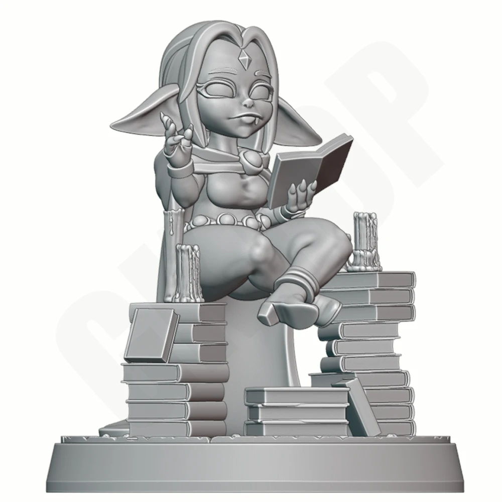 

1/24 Fantasy Goblin Mage Among Books And Candles 3D Printed Gray Resin NSFW Statue Toy Miniature Model DIY Unpainted Unassembled