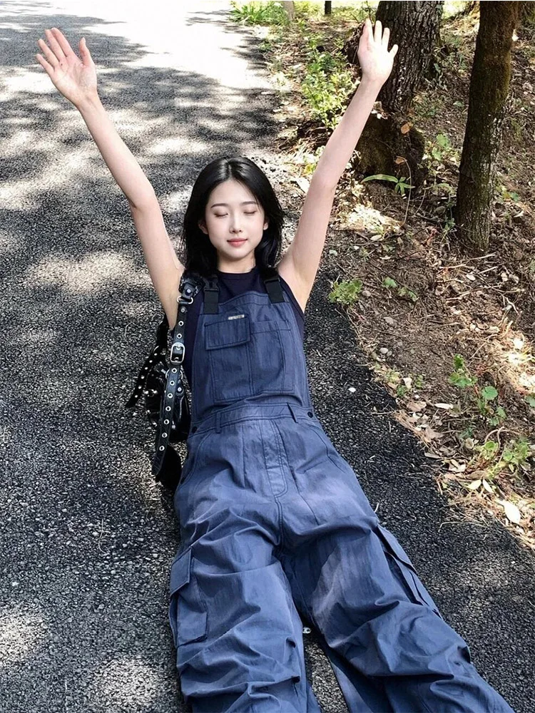 

Fuyan Women's Straight Leg Overall Pants Casual Summer New Vintage ort Size Nylon Cotton Blend