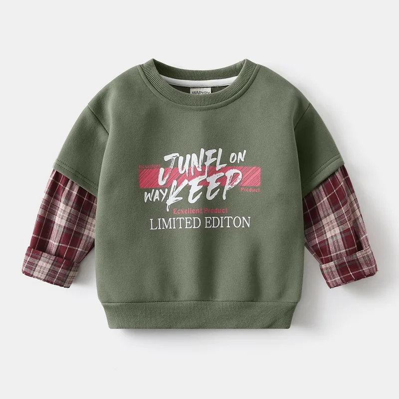 Spring Autumn Children Patchwork Sweatshirt Boys Clothes Long Sleeve Pullovers Girls Kids Cotton Tops Fashion Streetwear 2-6Yrs