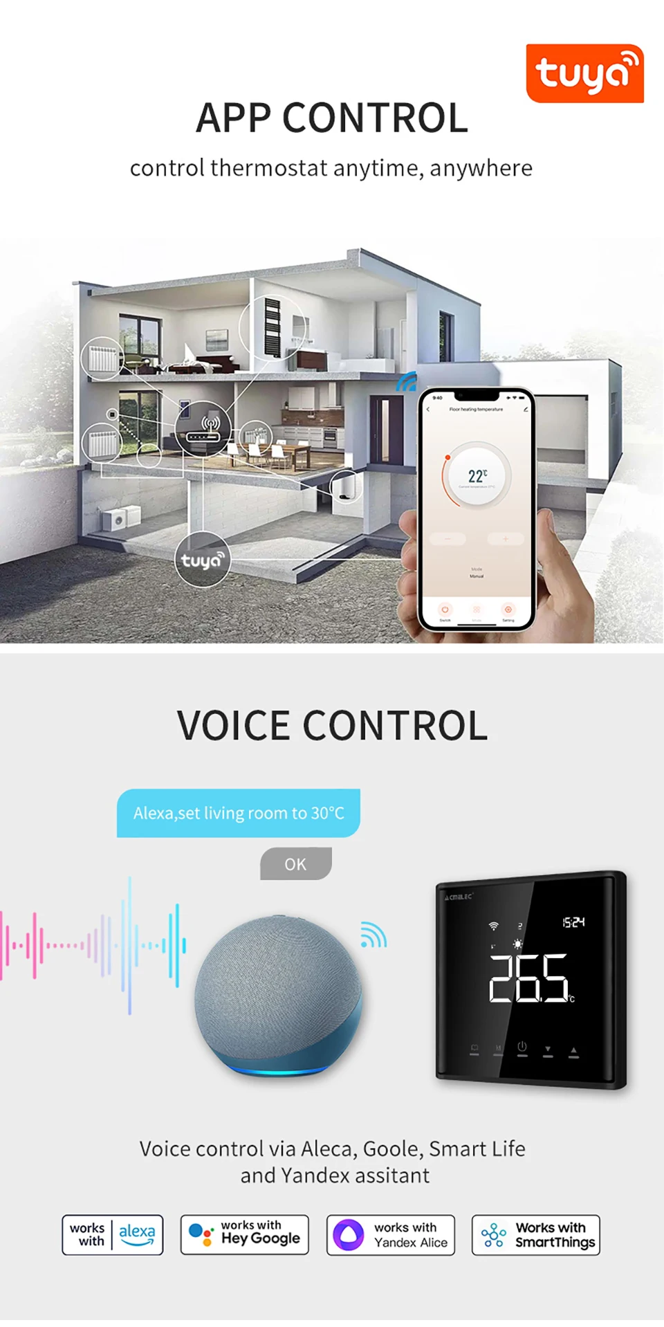 Tuya Smart Floor Heating Wifi Thermostat For Water Room Temperature Remote Controller Google Home\Aleax