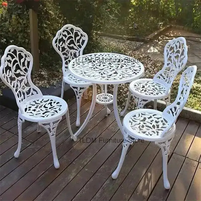 Aluminum Sets European Table Luxury Cast Villa Waterproof Garden Furniture and Chairs Outdoor Patio Dinning Table Set Furniture