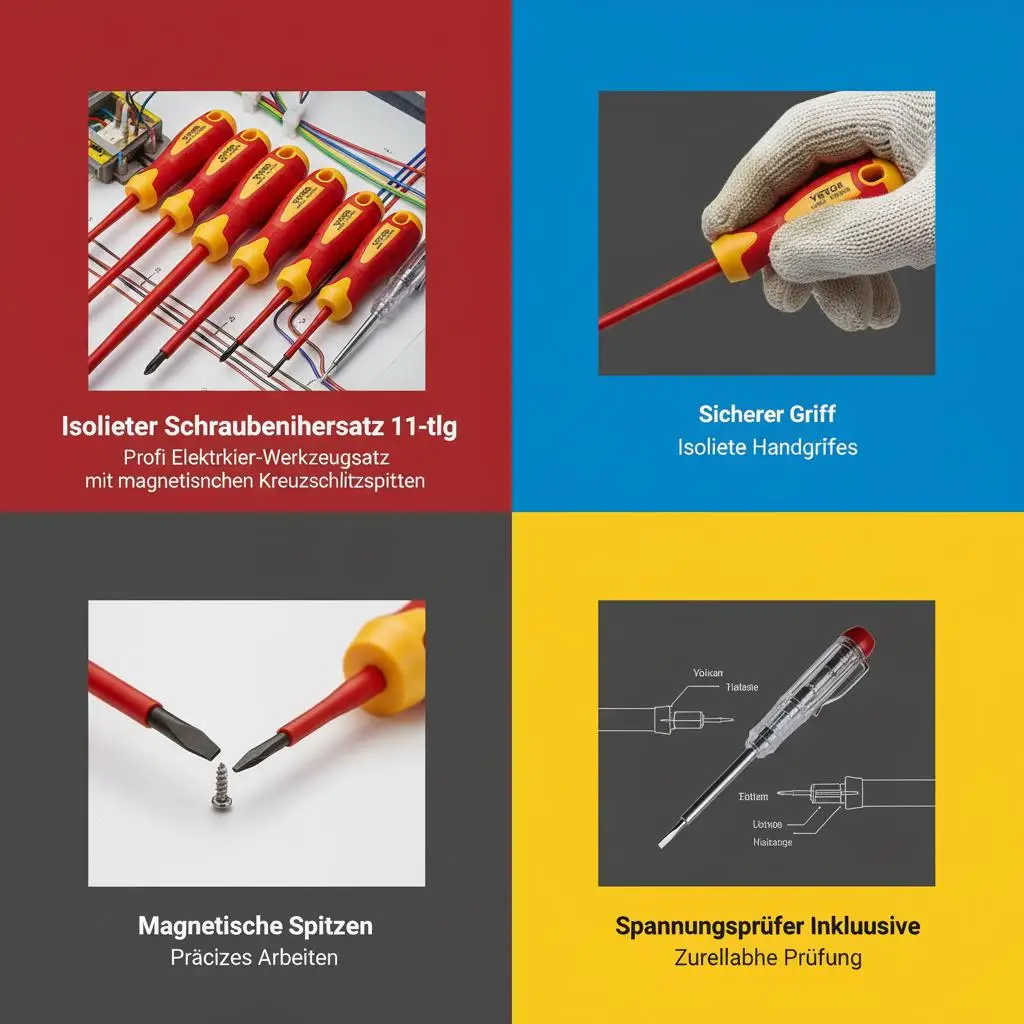 11-teiliges Set mit isolierten Schraubendrehern, professionelles Werkzeugset für Elektriker, mit magnetischen Spitzen und T – Detail 5