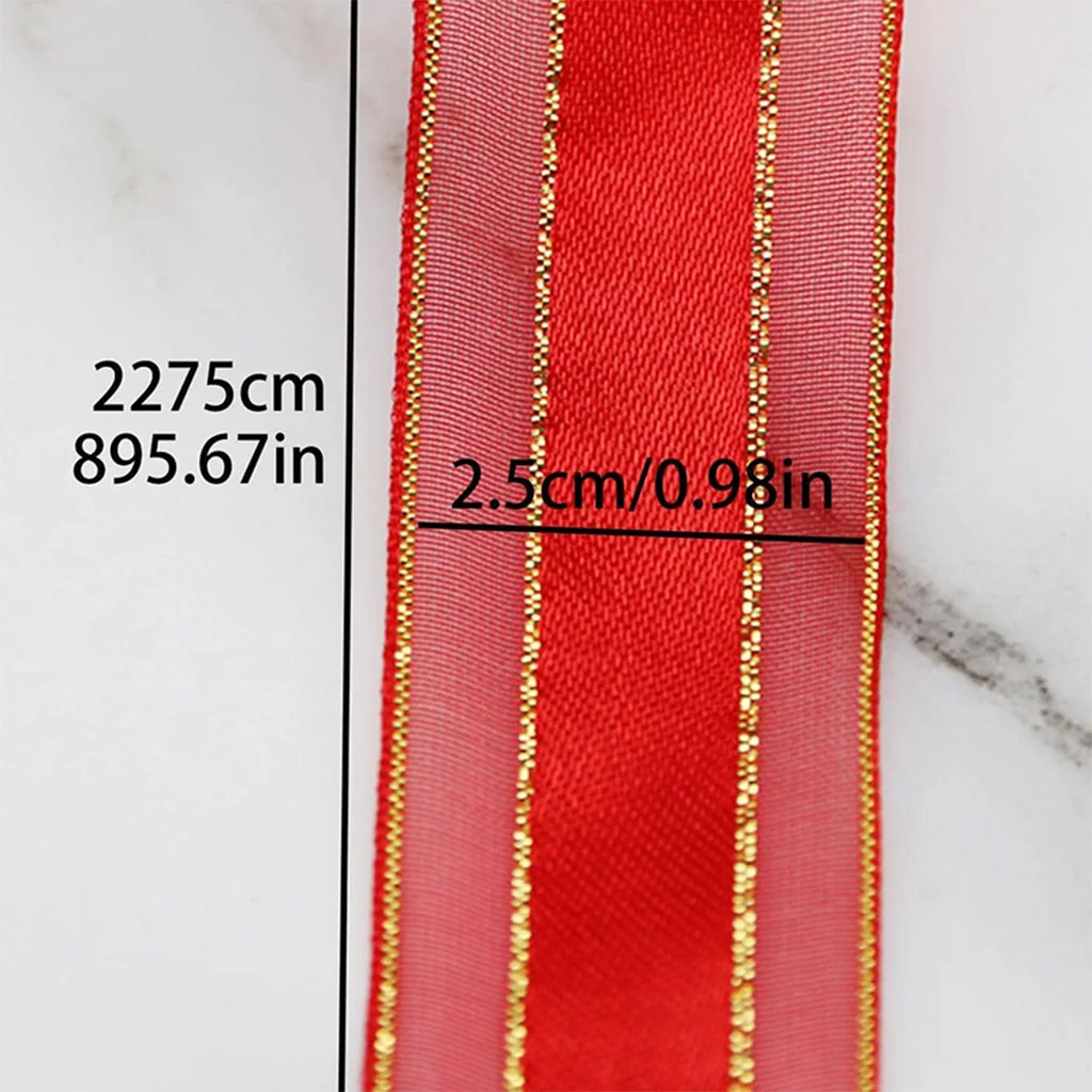(25yards/roll) 25mm nastro in raso con bordo in oro nastro per imballaggio regalo di alta qualità nastri in oro per matrimonio