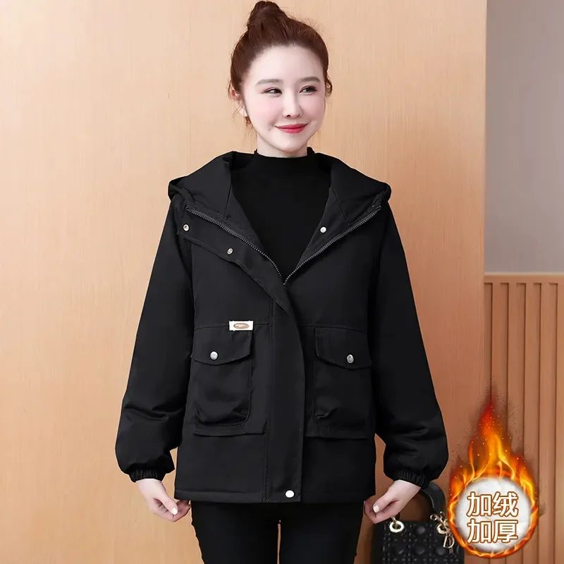 ปายเอาชนะThicken Windbreaker Coatผู้หญิง2025ฤดูใบไม้ร่วงฤดูหนาวใหม่ผ้าฝ้ายเบาะสุภาพสตรีParkas OverwearหญิงTop