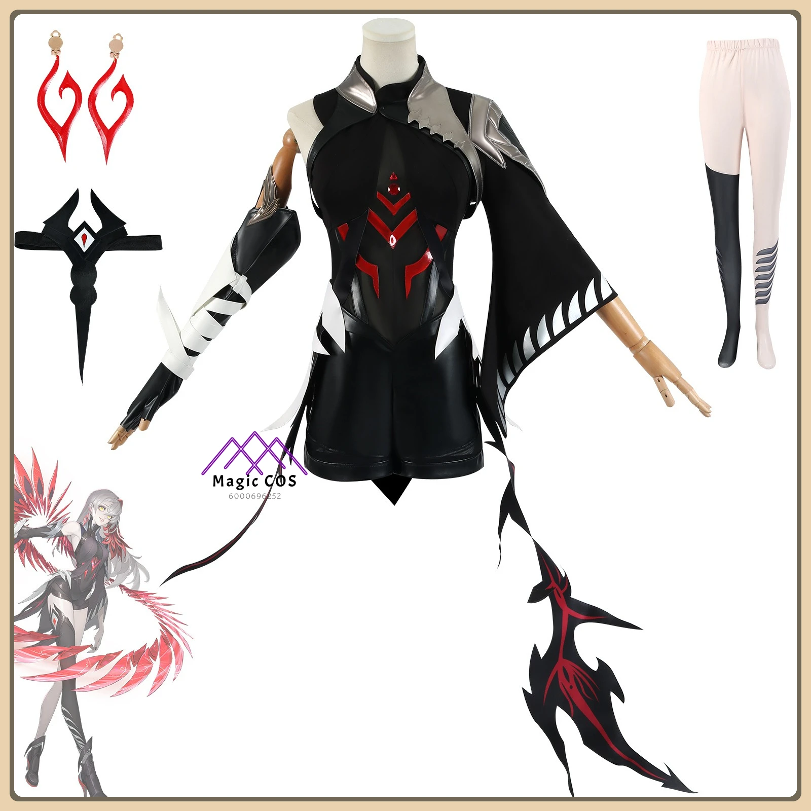 

Honor of Kings Shadow (Female) Cosplay Costume Black-Purple Tight Dress + Silver-Pink Wig Game Outfit for Comic Con Party