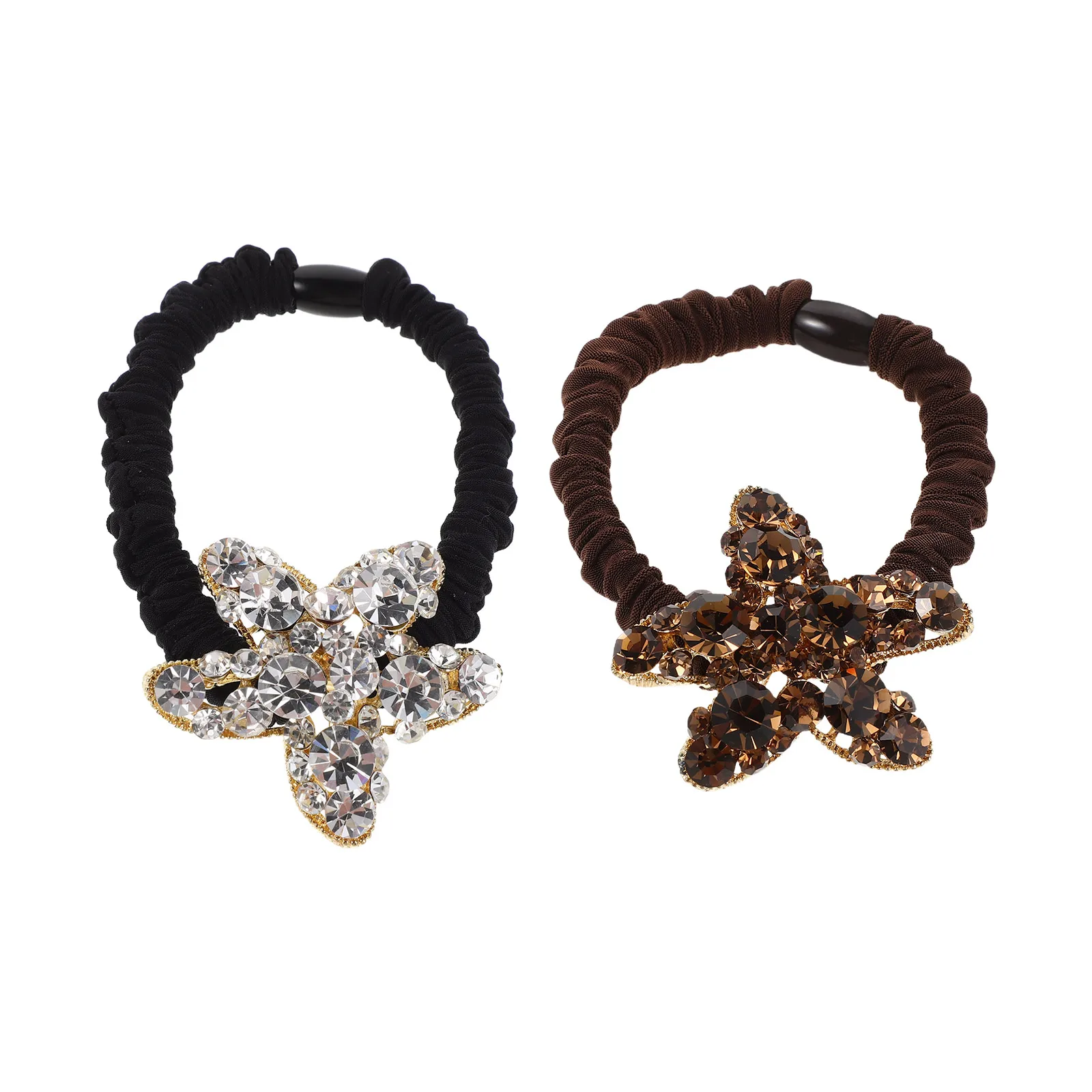 

2 шт., резинки для волос со стразами и морской звездой, элегантные эластичные держатели для хвоста для женщин, высокая эластичность, резинки для волос без повреждений,