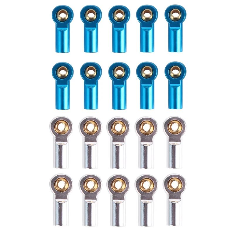 

20Pcs Metal M3 Link Tie Rod End Ball Joint for 1/10 RC Car Crawler AXIAL SCX10 D90 D110 Tamiya CC01,Blue & Silver