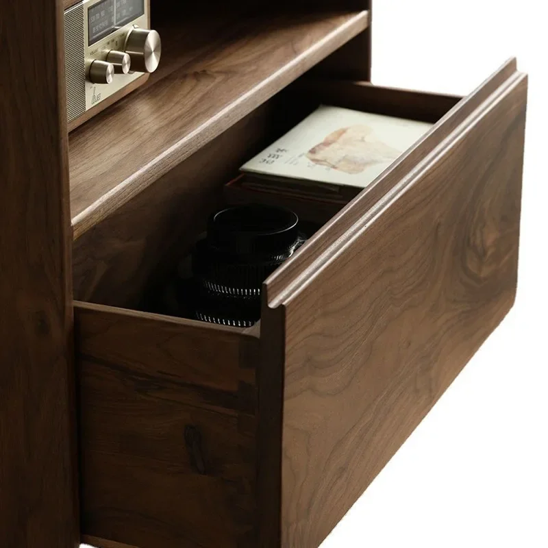 North American black walnut all-solid wood bookshelf, Nordic shelf display, floor-to-ceiling small apartment