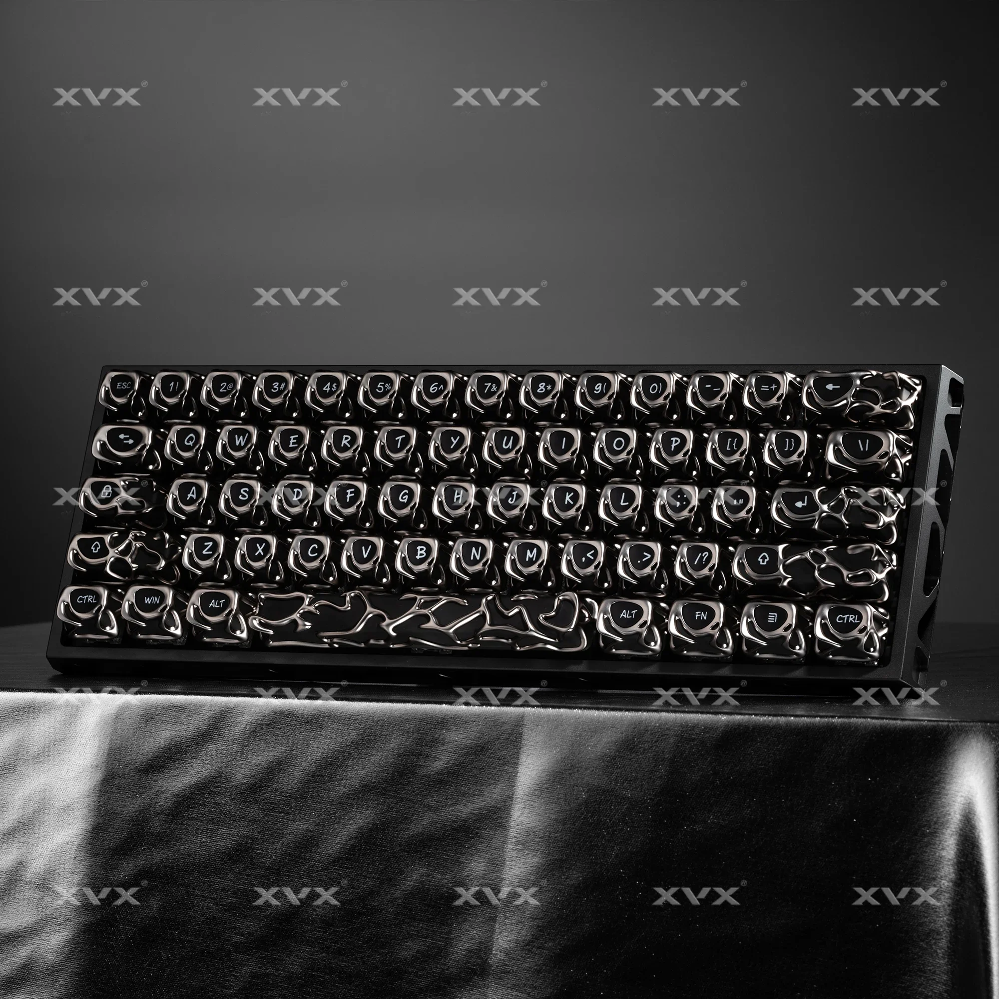 Keycap metal texture hollow fog transparent personalized creative mechanical keyboard cap silver engraved light