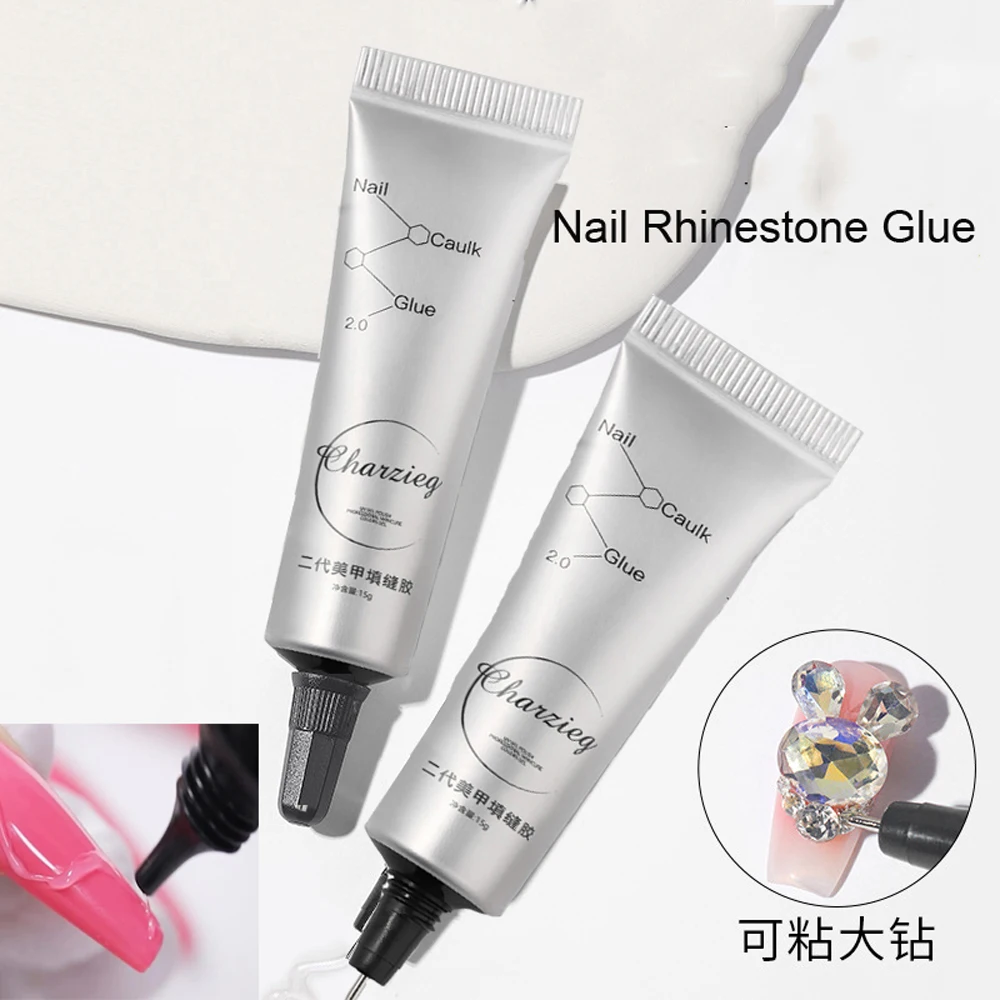 15g Nail Art Rhinestone Glue Gel For Sticky Rhinestones Diamond False Nails Super Adhesive Gems Jewelry Decor UV Nail Polish Gel