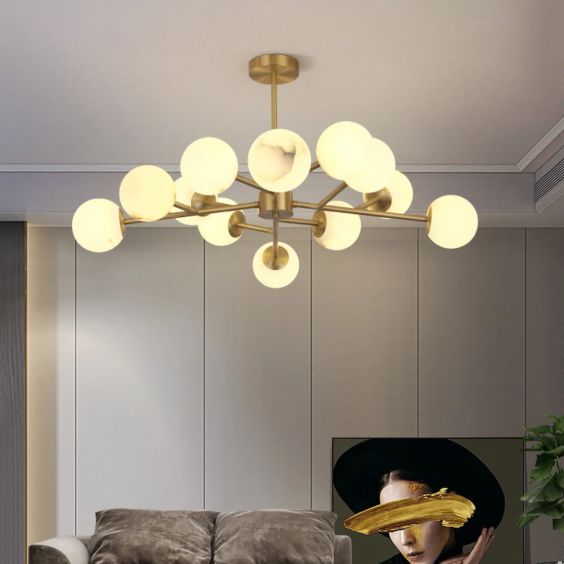 

Modern marble chandelier creative branch-shaped living room chandelier Chinese style chandelier