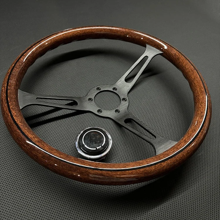 ABS 380mm Classic Imitation Solid Wood Steering Wheel Advanced Sense Wood Grain Hole Bracket