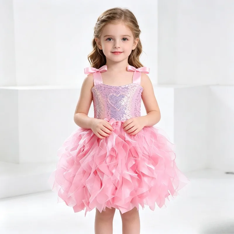 Delicate Double‑Layer Twisted Willow‑Style Tutu Dress Kids New Year Formal Wear Puffy Princess Outfit for Stage Show and Festive