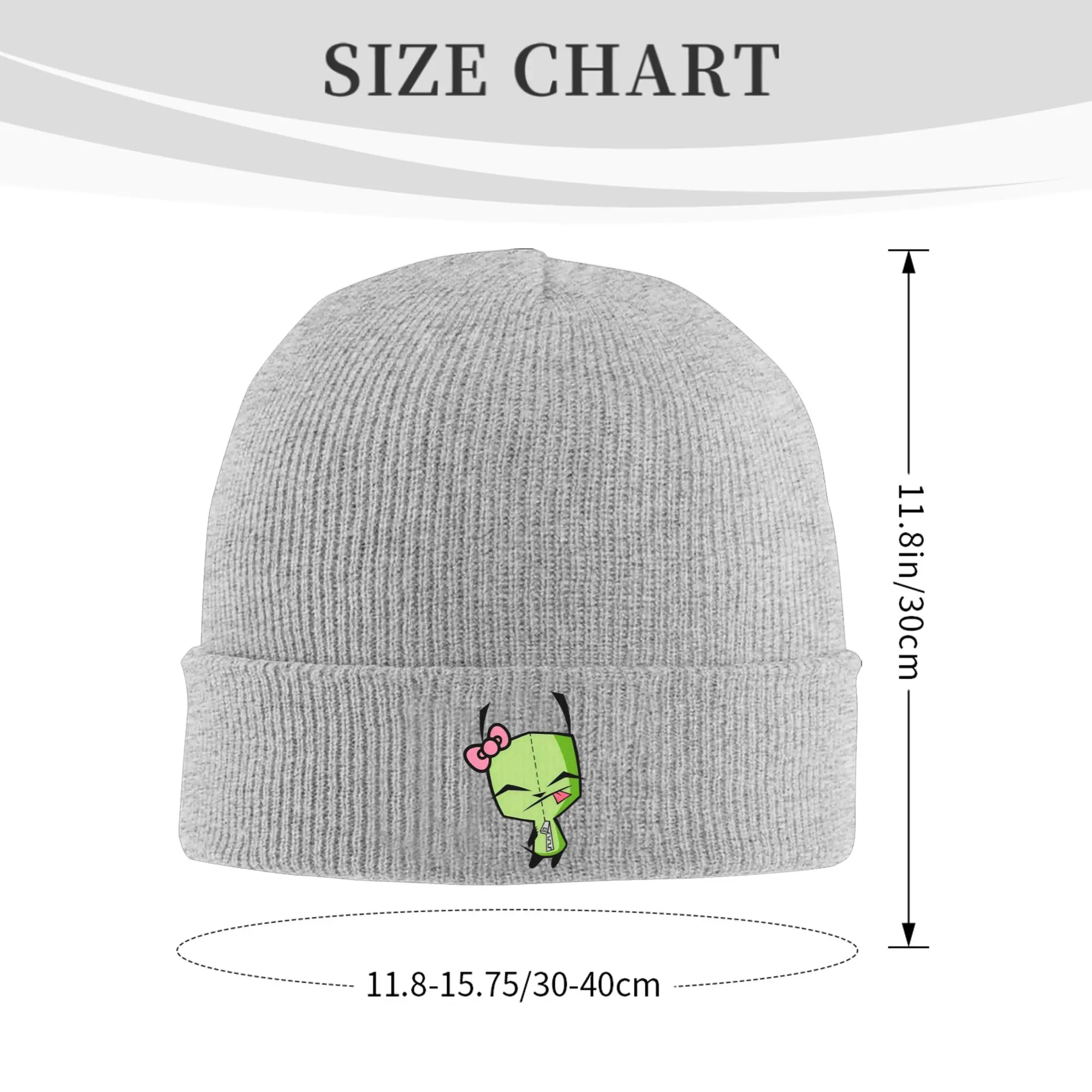 Invader Zim Cute Gir Bow Knitted Hat Beanies Autumn Winter Hat Warm Acrylic  Color  Cap Men Women Gift,